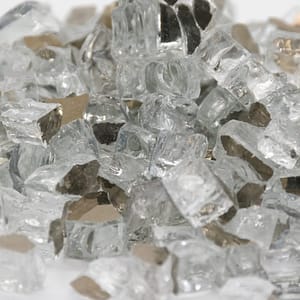 fire glass silver reflective for fire pits and fire tables close up